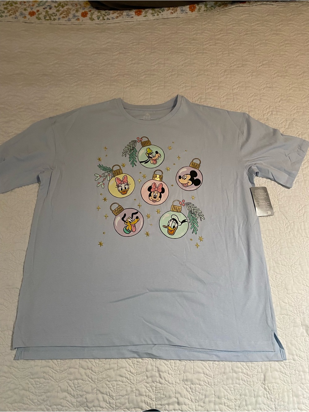 Disney Light Blue Disney Mickey & Friends Christmas Ornament Graphic Tee